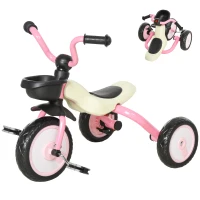 Qaba 3 Wheel Foldable Kids Tricycle Walking Toddler Bike for for 3-5 Year-old Boys & Girls Pink(m-11)