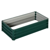 Outsunny Galvanized Raised Garden Bed, 4' x 2' x 1' Metal Planter Box, for Growing Vegetables, Flowers, Herbs, Succulents, Green(m-1)