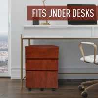 HOMCOM 3 Drawer Storage Cabinet, Mobile Desk Cabinet Under Desk with Wheels, Printer Stand for Home Office, Brown(m-7)