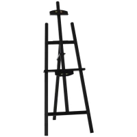 HOMCOM A-Frame Easel of Maximum Height 53", Holds Canvases Up to 43", Painting Studio Art Easel that Tilts up to 90° Degrees for Adults, Beginners, Students, Black(m-11)