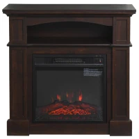 HOMCOM 31.75" W x 31" H Electric Fireplace Mantel TV Stand, Media Console Center Cabinet with a Shelf, Dark Coffee(m-6)