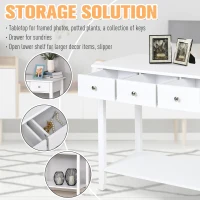 HOMCOM Console Table Industrial Desk with Drawer Bottom Shelf & Large Tabletop for Entryway or Living Room, White(m-4)