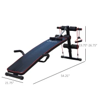 Soozier Foldable Sit Up Bench Core Workout Adjustable Weight Thigh Support  for Home Gym Black and Red(m-3)