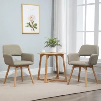 HOMCOM Dining Chairs Set of 2 Home Modern Accent Armchair for Bedroom Living Room with Fabric Surface and Solid Wood Legs, Taupe(m-2)