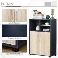 HOMCOM Multifunctional Storage Cabinet Bookcase with Doors and Display Shelves for Books, Photos, Blue and Natural Wood(m-6)