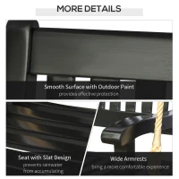 Outsunny 48'' 2-Seater Hanging Porch Swing, Outdoor Patio Wooden Swing Bench w/ Ropes, Slatted Design, 700 lb Weight Capacity, Black(m-6)
