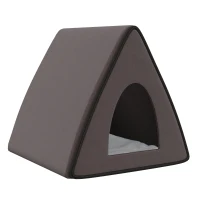 PawHut Heated Cat House A-Frame Pet Shelter with Zippered Water-resistant Roof for Indoor and Outdoor(m-1)