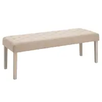 HOMCOM Simple Tufted Upholstered Ottoman Accent Bench with Soft Comfortable Cushion & Fashionable Modern Design, Beige(m-1)