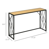 HOMCOM 47.25" Console Table, Industrial Sofa Table with Metal Frame for Living Room, or Hallway, Natural/Black(m-3)