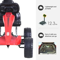 Aosom Pedal Powered Go Kart Racer for Kids - Red(m-6)