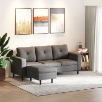 HOMCOM Convertible Sectional Sofa Couch with Reversible Chaise, L-Shaped Couch with Thick Sponge Cushions for Small Space, Dark Grey(m-9)