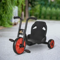 Qaba Kids Tricycle with 10" Big Wheels Toddler Pedal Pusher Trike Bike for 2-6 Boys and Girls, Ride-on Toy for Indoor Outdoor 27.5" x 20" x 20.5", Black(m-2)