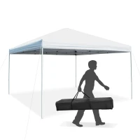 Outsunny 13' x 13' Pop Up Canopy Tent with 3-Level Height Adjustable, Instant Sun Shelter, Tents for Parties with Carry Bag, White(m-11)