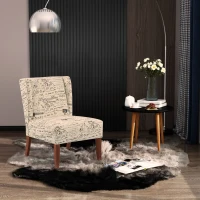 HOMCOM Upholstered Armless Accent Chair, Leisure Side Chair with Wingback, Soft Linen Fabric and Solid Wood Legs, Decorative for Bedroom, Living room, Letter(m-8)