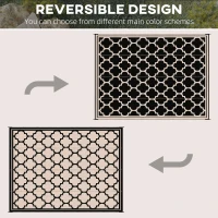 Outsunny Reversible Polypropylene Outdoor Rug Folding, Durable, Perfect for Camping, Deck & Beach Black(m-6)