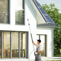 Outsunny Pressure Washer Extension Wand, 18ft High Power Telescoping Pressure Washer Wand with 3/8 Inch Quick Connection, 2 Spray Nozzle Tips, 2 Wand Pivoting Couplers, Support Belt, 4000 PSI(m-10)