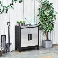 Outsunny Storage Sheds Outdoor Cabinet for Garden Tool with 8-Level Adjustable Shelves Made of Waterproof PP & Galvanized Steel for Indoor/Outdoor Use(m-10)