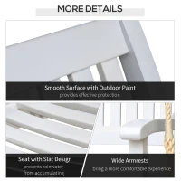 Outsunny 48'' 2-Seater Hanging Porch Swing, Outdoor Patio Wooden Swing Bench w/ Ropes, Slatted Design, 700 lb Weight Capacity, White(m-6)