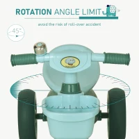 Qaba Tricycle 3-Wheeler Ride-on Toy with 2 Storage Baskets on Front & Back & Non-Slip Handlebar, Green(m-4)