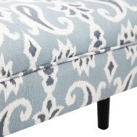 HOMCOM Linen Upholstered Vanity Accent Bench With Armrests - Blue Grey Paisley(m-5)