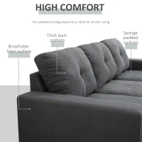 HOMCOM Convertible Sectional Sofa Couch with Reversible Chaise, L-Shaped Couch with Thick Sponge Cushions for Small Space, Dark Grey(m-6)