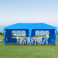 Outsunny Large 10' x 20' Gazebo Canopy Party Tent with 4 Removable Window Side Walls,Wedding, Picnic Outdoor Events - Blue(m-8)