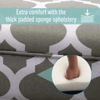 HOMCOM Small Linen Upholstered Ottoman Bench Rolled Arm End Chair, Wood Legs- Grey Lattice(m-6)