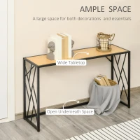 HOMCOM 47.25" Console Table, Industrial Sofa Table with Metal Frame for Living Room, or Hallway, Natural/Black(m-4)