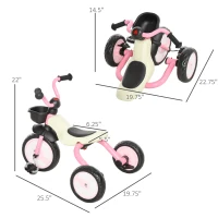 Qaba 3 Wheel Foldable Kids Tricycle Walking Toddler Bike for for 3-5 Year-old Boys & Girls Pink(m-3)
