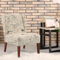 HOMCOM Upholstered Armless Accent Chair, Leisure Side Chair with Wingback, Soft Linen Fabric and Solid Wood Legs, Decorative for Bedroom, Living room, Letter(m-2)