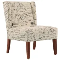 HOMCOM Upholstered Armless Accent Chair, Leisure Side Chair with Wingback, Soft Linen Fabric and Solid Wood Legs, Decorative for Bedroom, Living room, Letter(m-1)