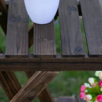 Outsunny Outdoor Plant Stand w/ Wheels and Brakes, Mobile Wood Plant Shelf Flower Stand for Garden Balcony Backyard Corner Living Room, Brown(m-8)