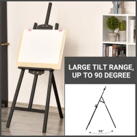 HOMCOM A-Frame Easel of Maximum Height 53", Holds Canvases Up to 43", Painting Studio Art Easel that Tilts up to 90° Degrees for Adults, Beginners, Students, Black(m-5)