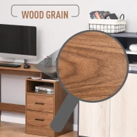 HOMCOM Compact Computer Desk with Split Open Shelves, 2 Pull Out Storage Drawers and Stable Wooden Frame, Walnut(m-7)