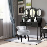 HOMCOM Modern Foot stool Ottoman, Small Leisure Chair Upholstered, Button Tufted Armless Club Chair Wingback Chair with Low Back, Velvet Style Fabric and Stable Fir Legs, Grey(m-7)