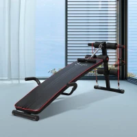 Soozier Foldable Sit Up Bench Core Workout Adjustable Weight Thigh Support  for Home Gym Black and Red(m-10)