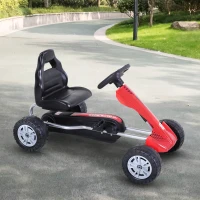 Aosom Pedal Powered Go Kart Racer for Kids - Red(m-2)