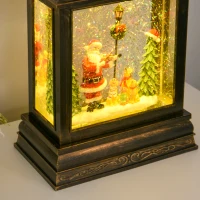 HOMCOM Christmas Snow Globe WaterLantern Music Box with Light, Ring Handle Holiday Home Novelty Decorations, Santa Play Violin(m-9)