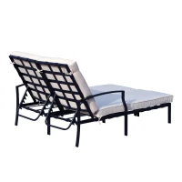 Outsunny 74" Reclining Outdoor Double Lounge Chair With Cushions - Cream / Black(m-9)