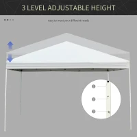 Outsunny 13' x 13' Pop Up Canopy Tent with 3-Level Height Adjustable, Instant Sun Shelter, Tents for Parties with Carry Bag, White(m-5)