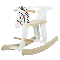 Qaba Wooden Rocking Horse Toddler Baby Ride-on Toys for Kids 1-3 Years with Classic Design & Wood Safety Bar, White