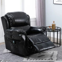 HOMCOM Power Massage Recliner Chair with Heat and Remote Control, 8 Massaging Points, PU Leather - Black(m-2)