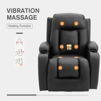HOMCOM Luxury Faux Leather Heated Vibrating 8 Point Massage Recliner Chair with 360 Swivel and Remote, Black(m-6)