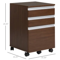 HOMCOM 23.25" 3-Drawer Office Storage Cabinet with Wheels, Brown(m-3)