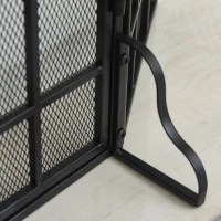 HOMCOM 3-Panel 49.25" W x 31.5" H Metal Mesh Screen Fireplace with Foldable Steel Spark Guard and Magnetic Doors, Black(m-15)