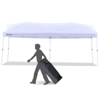 Outsunny 10' x 20' Heavy Duty Pop Up Canopy with Easy Set-Up Design, 3-Level Adjustable Height, Roller Bag, Event Tent for Patio Backyard Garden Wedding Party(m-11)