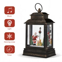 HOMCOM Christmas Snow Globe WaterLantern Music Box with Light, Ring Handle Holiday Home Novelty Decorations, Santa Play Violin(m-5)