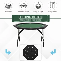 Soozier 47" 8 Player Octagon Poker Table with Cup Holders Folding Top - Green(m-4)