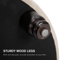 HOMCOM Round Linen-touch Fabric Storage Footstool Ottoman Button Tufted Footrest with Removable Lid, Beige(m-6)