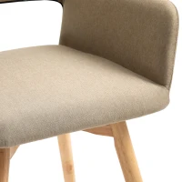 HOMCOM Dining Chairs Set of 2 Home Modern Accent Armchair for Bedroom Living Room with Fabric Surface and Solid Wood Legs, Taupe(m-8)